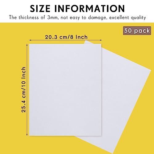 Image of 50 Pack Corrugated Cardboard Sheets Flat Hard Cardboard Inserts Back to School Classroom Supplies Flat Squares Separators for Shipping, Mailing, Packing, Art Projects, DIY Crafts(8 x 10 Inch,White)