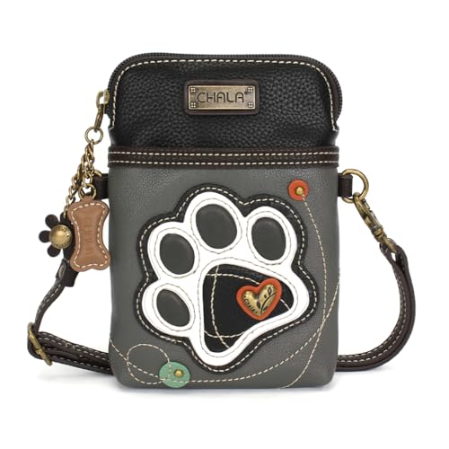 Image of CHALA Dog Collection Cell Phone Crossbody Purse-Women PU Leather /Canvas Multicolor Handbag with Adjustable Strap