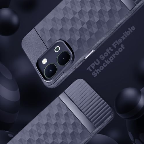 Image of SESS XUSIVE Back Cover for Vivo Y51 Pro 5G Camera Protection 3D Hexa Cube Design Silicone Protective Bumper Back Case for Vivo Y51 Pro 5G - Blue