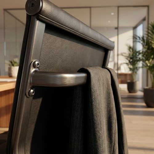 Image of HNY Leather Office Guest Chairs & Reception Chairs Set of 4, Modern Waiting Room Chairs with Arms, Desk Chair no Wheels with Sled Base for Waiting Room /Conference Room, Retro Black