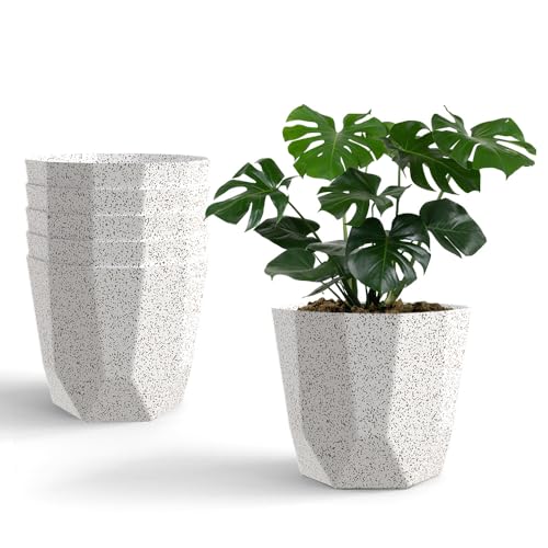 Image of YUCCABE ITALIA SHERA Hexa Plastic Planter Pot for Plants | Decorative Flower Pot | UV Protected Lightweight Indoor Outdoor Gamla for Home Decor, Balcony, Garden & Living Room
