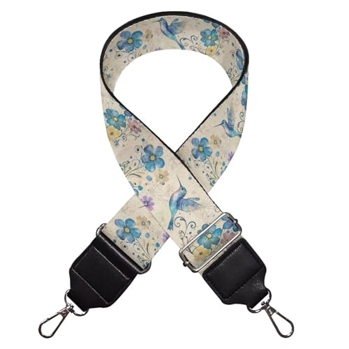 Image of Talayituse Hummingbird Daisy Print Shoulder Strap Wide Purse Bag Strap Adjustable Replacement Belt Luggage Crossbody Shoulder Bag Strap for Women Girls