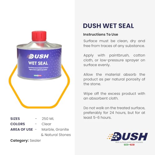 Image of DUSH Wet Look Stone Colour Enhancer Sealer for Marble, Granite & Natural Stone, Crystal, 1 Litre (500 ml)