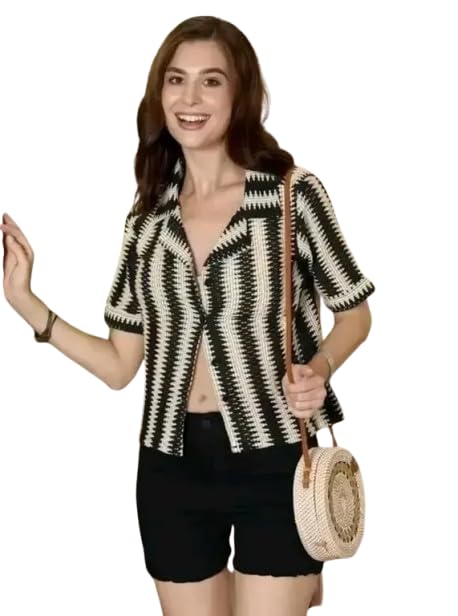 Comfy Elegant Women Crochet Shirts | Three-Quarter Sleeves | Printed Pattern | Stylish and Comfortable Fit-picture-56