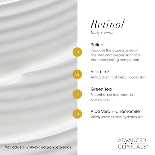 Advanced Clinicals Retinol Body Lotion & Face Moisturizer | Visible Anti Aging Skin Care Retinol Body Cream For Women & Men Targets Look Of Fine Lines, Wrinkles, & Crepe Looking Dry Skin, 16 Ounce - Image 5