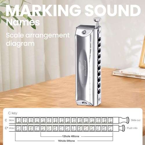 CONJURER Mouth Organ 10 Holes 40 Tunes of C Chromatic Mouth Organ Harp, Chromatic Harmonica for Beginners, Adults, Professionals, Students, Friends, Gifts (Sliver)
