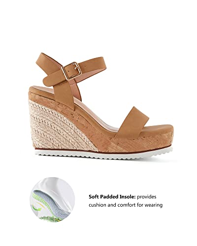 Image of Coutgo Women's Espadrille Wedge Platform Sandals Open Toe Ankle Buckle Strap Casual Summer Shoes