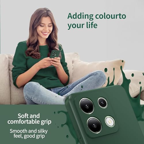 Image of DIZORO Compatible with Mi Redmi Note 13 5G Back Cover with Upgraded Square Edges for Camera Protection Shockproof Flexible Matte Liquid Silicone Mobile Phone Case (Forest OG)