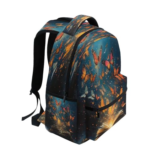 Book Butterfly Starry Backpack for School Boys Girls Adults Kids Bookbag Laptop Bag 15L2