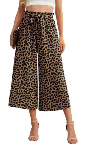 Image of IWOLLENCE Women Flowy Loose Wide Leg Pant Summer Beach Casual Trousers high Waist Adjustable Knot Business Work Casual Pants
