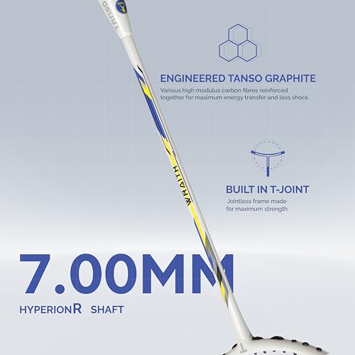 Image of TANSO Wraith Strung Badminton Racket (32 Lbs Tension, Recommended by Padukone School of Badminton, 77 Grams Ultra Light Weight Full Carbon Fiber with Premium Strings and Full Racquet Cover)