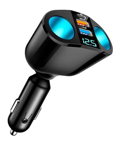 Chargeur Allume-Cigare Double Prises USB 12V/24V, Chargeur USB Type C Rapide PD 30W/QC3.0 2.4A, 120W Allume-Cigare pour iPh-One, IP-ad, Android, GPS, Dash Cam, Tablette, Charge Rapide Multifonction