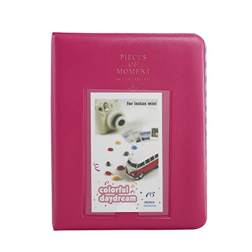 Mini Photo Album Book for Instax Fujifilm Polaroids HP Sprocket 2x3 Inch Pictures fugi Photos 64 Pockets Rose Red