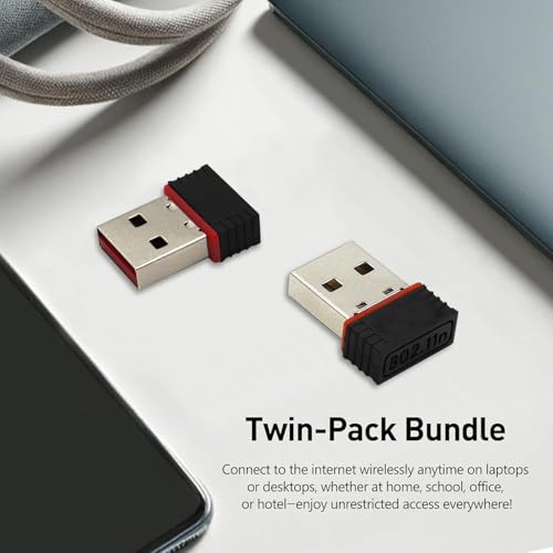 Image of 500Mbps Mini Wireless USB Adapter (Black) - High-Speed WiFi Network Dongle for Desktop PC, Laptop - Supports 802.11n /ac, Plug & Play, Windows /Mac Compatible