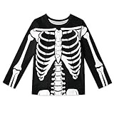Teen Graphic Tees Skeleton Costumes Boys Cosplay Shirts Halloween Kids T Shirts Scary Print T-Shirt Girls Long Sleeve Shirts 3D Party Clothes Unique Gifts 15-16 Youth