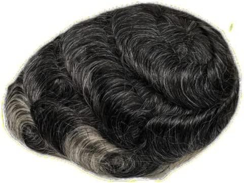 NLW Toupee for Men 0.04 Thin Skin Double Knots 25mm Curl Hairpiece 100% Human Hair System for men wigs Men's Toupee Durable Men's Toupee Real Hair Base Size 8x10 Inch 120% Density #1B40 - Image 4