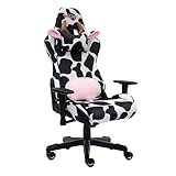 Techni Mobili TS85 - Silla para juegos con estampado de vaca, color negro y blanco