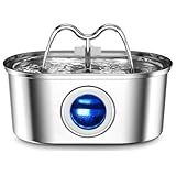 Automatic Pet Water Fountain, 3.2L Stainless Steel Dispenser with Led Water Level Display, Quiet Operation and Filter Tray for Cats and Dogs
