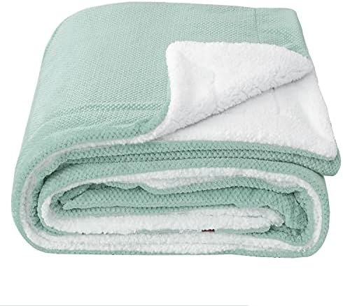SOCHOW Waffle Sherpa Fleece Throw Blanket, Super Soft Fuzzy Warm, Lightweight Fluffy Reversible Plush Blanket for Bed Sofa Couch, 127cm×150cm Orange