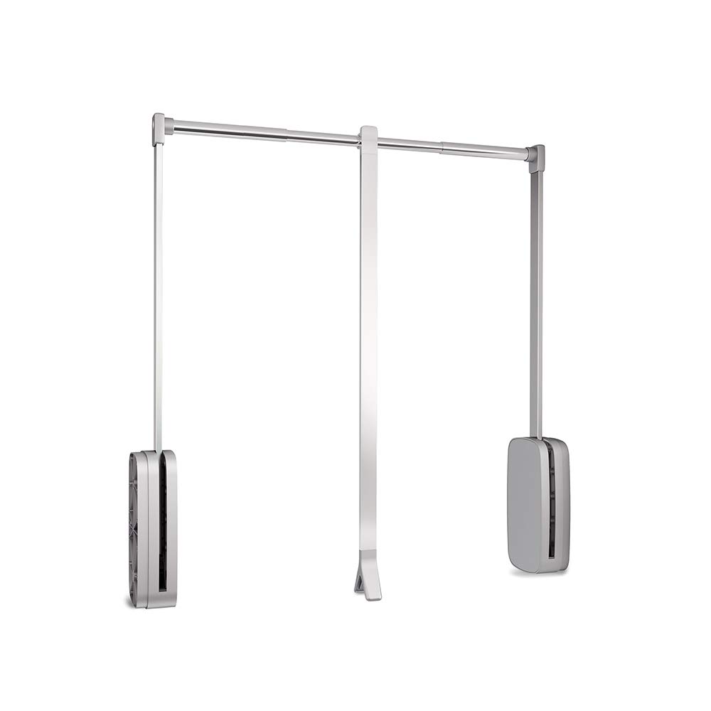 Emuca Chrome - Pull Down Hanging Rail For Wardrobe, Pull Down Wardrobe Rail Lift, Adjustable Width 450-600Mm, D,7067011