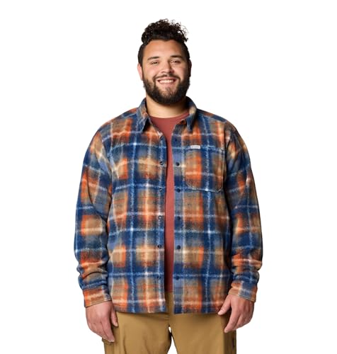 Columbia Men's Steens Mountain Printed Shirt Jacket II, Collegiate Navy Omblur, 3X Big