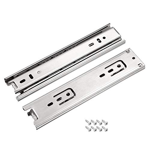 sourcing map Diapositivas de cajón de 7.9 pulgadas, extensión completa, rodamiento de bolas, riel grueso de 45 mm de ancho, 3 secciones de capacidad de 45.4 kg, 1 par