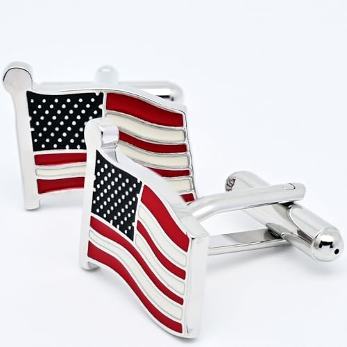 Gemelos bandera americana en oro/plata unisex miniatura 3
