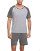 Ekouaer Mens Raglan Short-Sleeve Top with Shorts Pajama Sets,Grey,X-Large