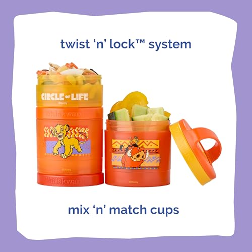 Image of Whiskware Disney Lion King Simba and Friends Stackable Snack Containers for Babies, Toddlers, and Kids, 3 Stackable Snack Cups for School and Travel, Cupholder Friendly, Circle Of Life!
