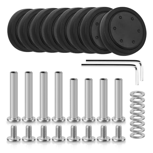 Domiella 8 PCs 1.97in / 50mm Luggage Wheels Replacement, Smooth Swivel Caster Wheels, Wear-Resistant Rubber Suitcase Trolley Wheels Repair Kit, A52