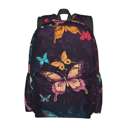 Travel Backpack for Women Men Color butterfly pattern Casual Daypack Large Capacity Nurse Bag2