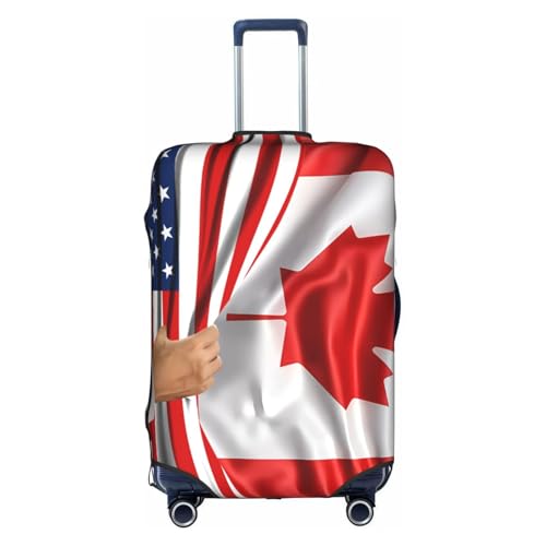 Travel Luggage Cover America Flag And Canadian Flag Fashion Washable Baggage Suitcase Protector Fit For Luggage Small