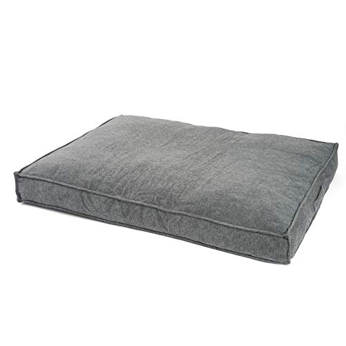 JAMAXX Premium Hundekissen Orthopädische Füllung, Waschbar Bezug aus Edlem Chinelle Stoff, Weiche Kompakte Füllung mit Visco Schaumstoff-Flocken Memory, PDB1003 (L) 120x90, Silver-Grey