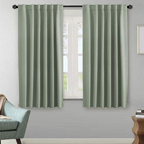Image of H.VERSAILTEX Blackout Curtains Thermal Insulated Window Treatment Panels Room Darkening Blackout Drapes for Living Room Back Tab /Rod Pocket Bedroom Draperies, 52 x 63 Inch, Light Sage, 2 Panels
