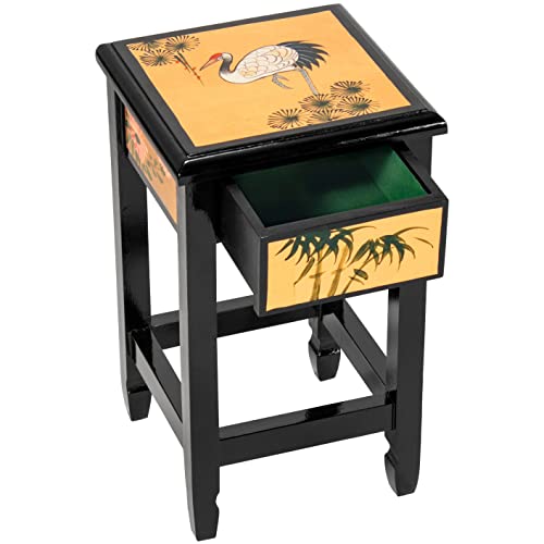 Oriental Furniture Gold Lacquer Nesting Cranes Table #TOP5