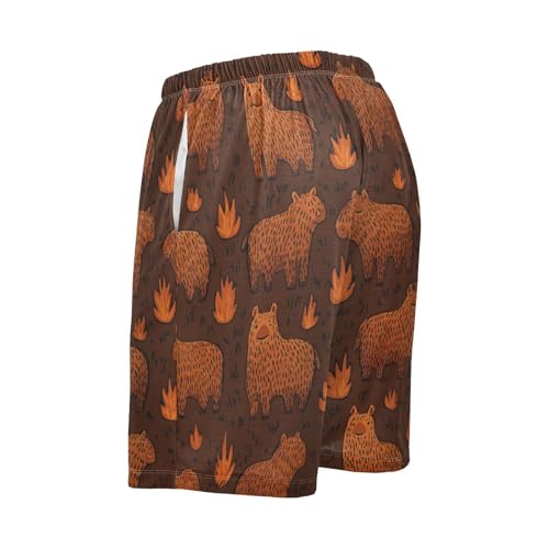 Men's Short Pajama Bottoms Fire Animal Sheep Home Casual Sleep Pants2