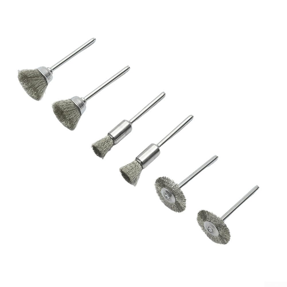 12Pcs/Set Wire Brushes Kit, Bowl Type 15Mm Straight Type 8Mm T Type 22Mm, Rotary Tool Accessories for Metal for Cleaning, Derusting, Grinding, Dusting, Deburring, Polishing, Stripping