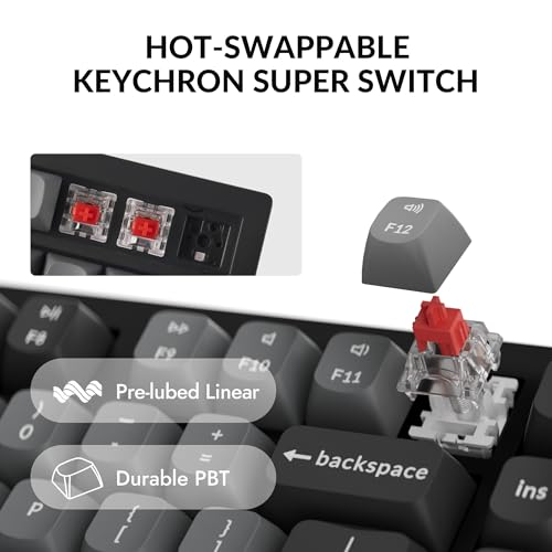 Image of Keychron K10 Max Wireless Custom Mechanical Keyboard, QMK 2.4 GHz Bluetooth Full-Size with Hot-swappable Keychron Super Red Switch Compatible with Mac Windows Linux (RGB Backlit)