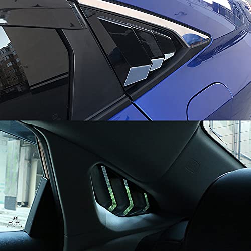 Htracing For 10Th Gen Civic Sedan Rear Side Window Louvers Air Vent Scoop Shades Cover Blinds Racing Style Compatible With Civic Sedan 2021 2020 2019 2018 2017 2016 (Bright Black) #TOP4