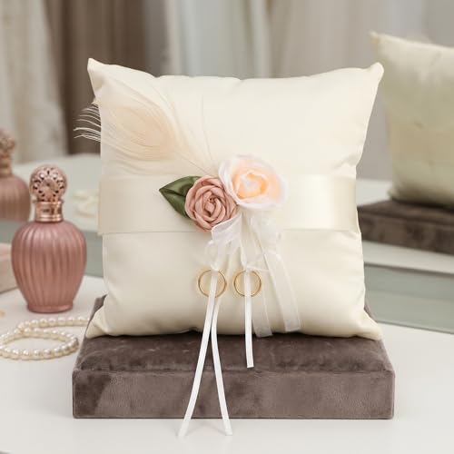 Porta anillos de boda refinado con acabado textil satinado 7