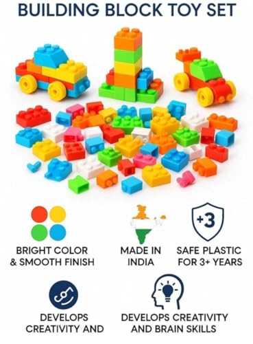 Image of ENVOLO MART Plastic Building Blocks for Kids Building Blocks Toy for Kids Puzzle Games for Kid,Toys for Children Educational & Learning Toy for Kid,Girls & Boys 60 Pieces