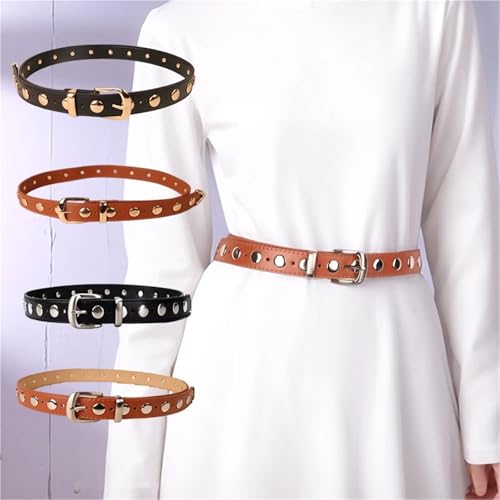 Punk Girl Stud Pin Buckle Multi Color Belts For Women Band Decorative Waist Weat Outer On Dress Jeans Slim Adjustable Length4