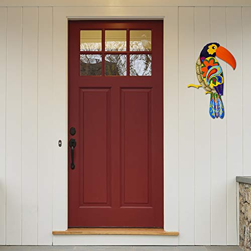 Adroiteet Large Metal Hornbill Wall Decor, Vivid Colorful Bird Art Wall Hanging For Indoor Outdoor Home Bedroom Office Garden (Orange) #TOP2