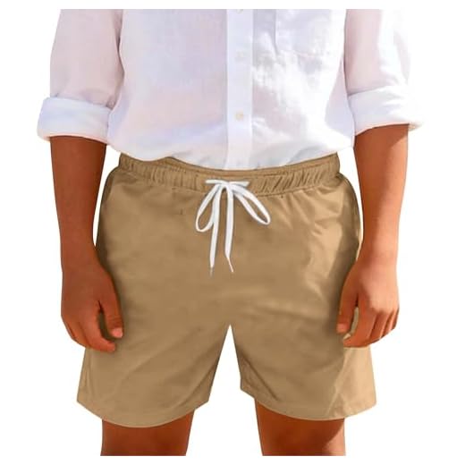 Mjjsk Short d'été décontracté et respirant pour enfant - Taille élastique - Confortable - Pour l'école et la plage, B-beige., 9-10 ans