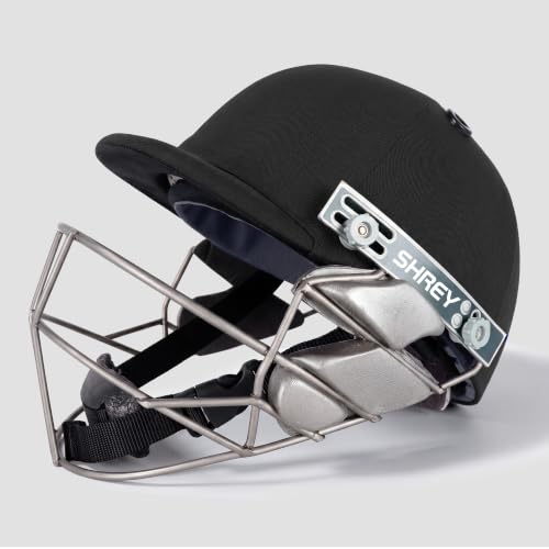 Image of Shrey Pro Guard Wicket Keeping Stainless Steel Cricket Helmet (Black, M)