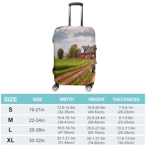 Country Road with Farm And Tractor Luggage Cover, Washable Elastic Suitcase Cover Protector Fit 18-32 Inch Luggage2
