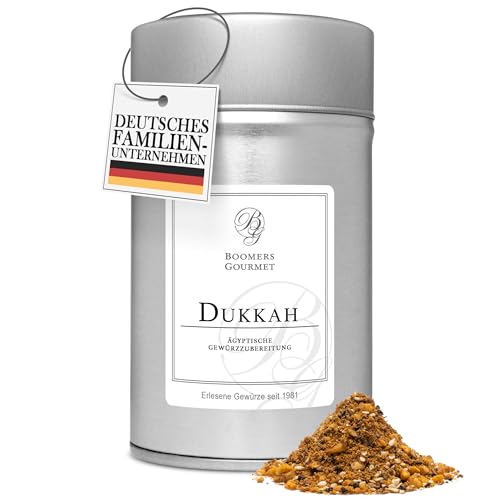 Boomers Gourmet - Dukkah I Dukka I Ducca - Ägyptische Gewürzmischung - Gewürzdose 11,5 cm - 120 g