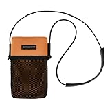 HIGHCAMP メッシュポケット付き ネックポーチ ナイロン リップストップ 首掛け スマホ入れ パッド付き 金属不使用 長さ調節 マルチケース 日本製 オレンジ
