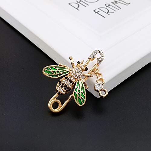 Yoqucol Cute Honeybee Bee Brooch Pin Cubic Zirconia Cz Crystal Enamel Golden Tone For Women #TOP1