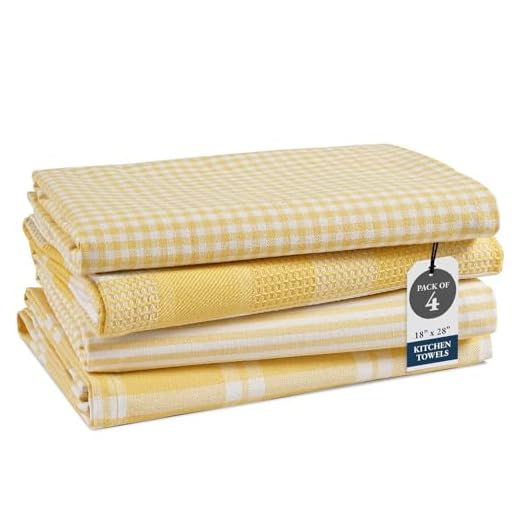 LANE LINEN Keukendoeken Set - Pack van 4 katoenen theedoeken voor het drogen van gerechten, 45,7 cm x 71 cm, keuken handdoeken, absorberende theedoeken, theedoeken voor keuken, sneldrogende